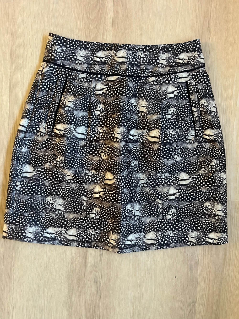 J. Crew Feather Print Mini Skirt with Pockets